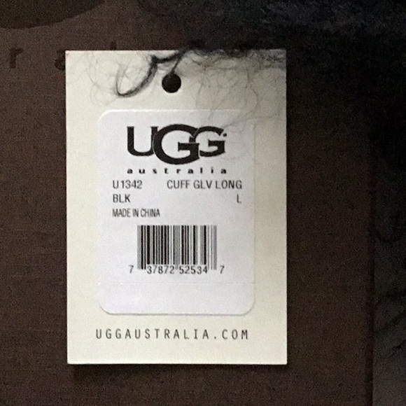 UGG Long Shearling Cuff Gloves, Size Large - Picture 4 of 4